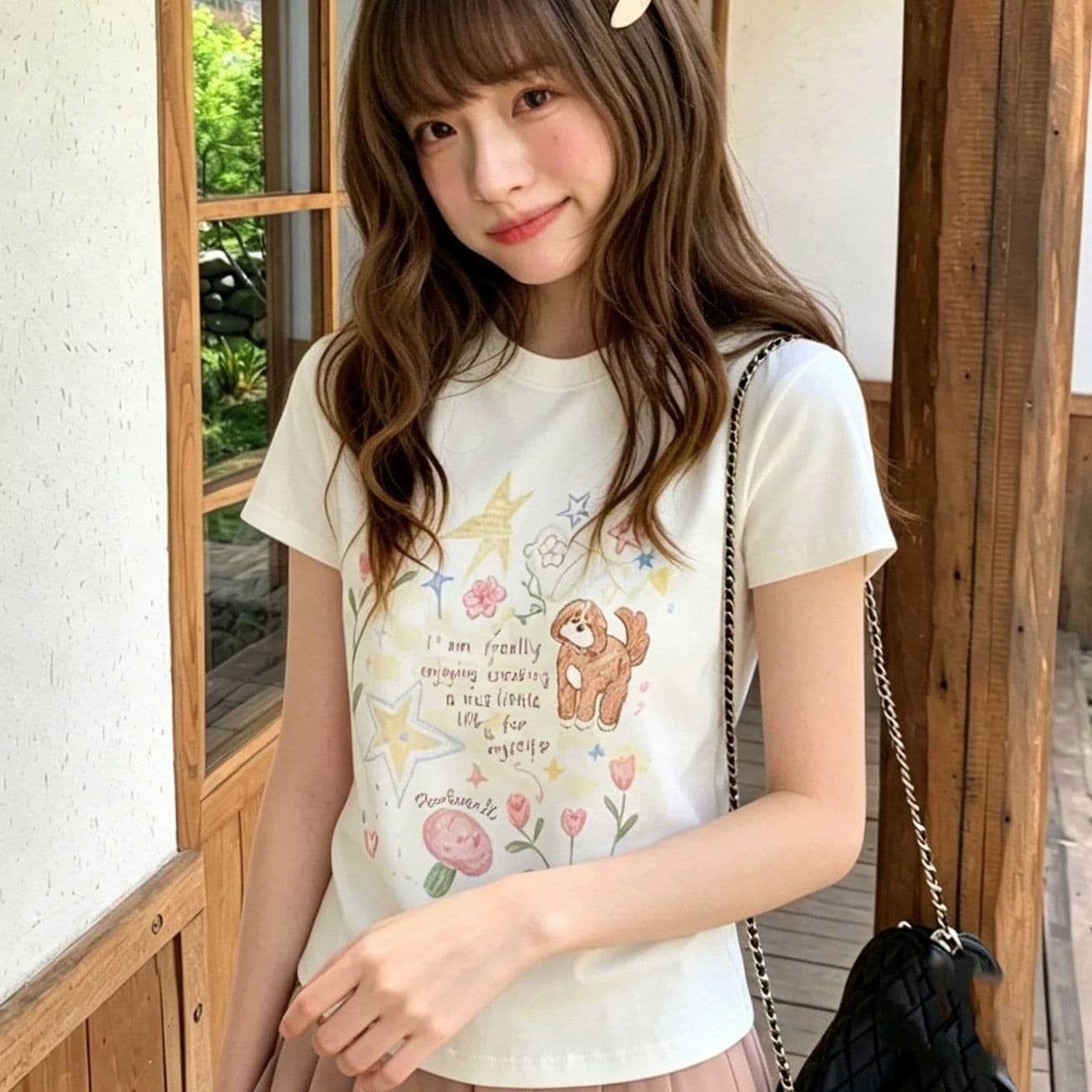 아메리칸 레트로 순면 프린트 몸매 가꾸기 반팔 티셔츠 여성