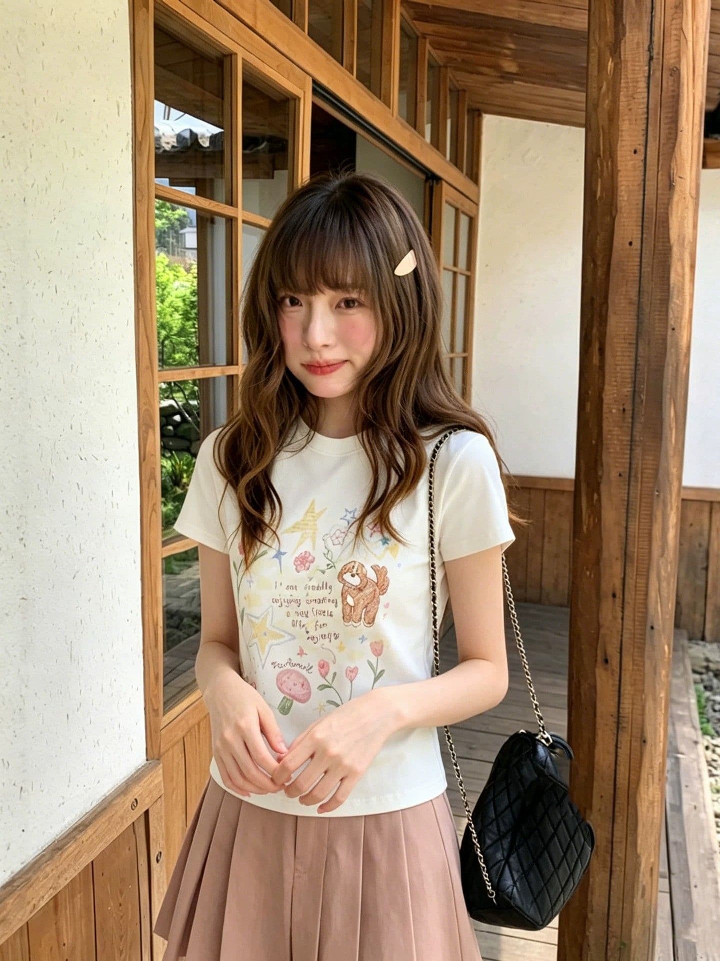아메리칸 레트로 순면 프린트 몸매 가꾸기 반팔 티셔츠 여성 이미지 3