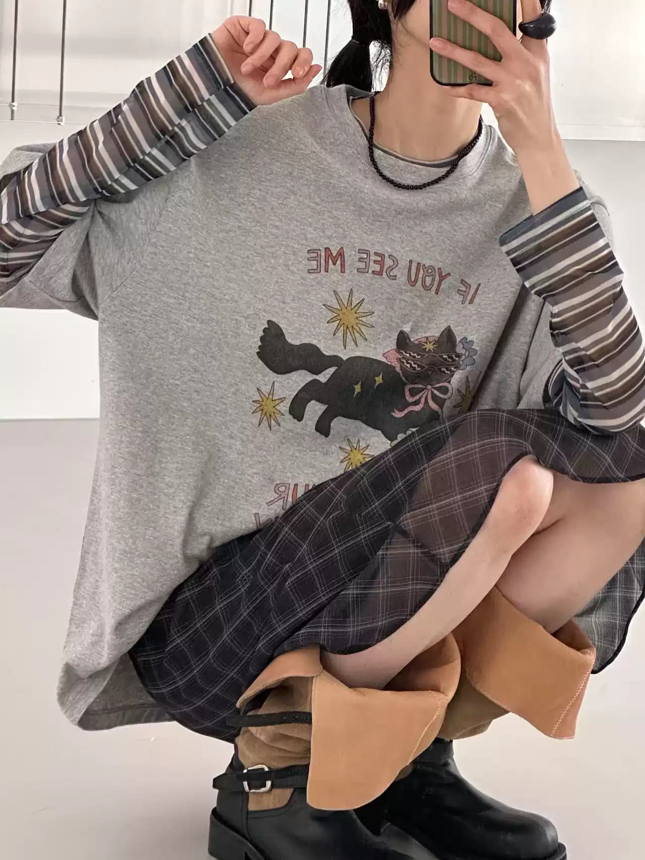 21 순면 210 그램 한국 스타일 여름 드레스 프린트 반팔 티셔츠 여성 이미지 4