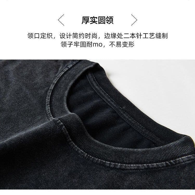 220 그램 순면 이후 패키지 칼라 워싱 마 오래된 아메리칸 레트로 oversize 반팔 티셔츠 여성 여름 ins 조수 브랜드 상세 이미지 2