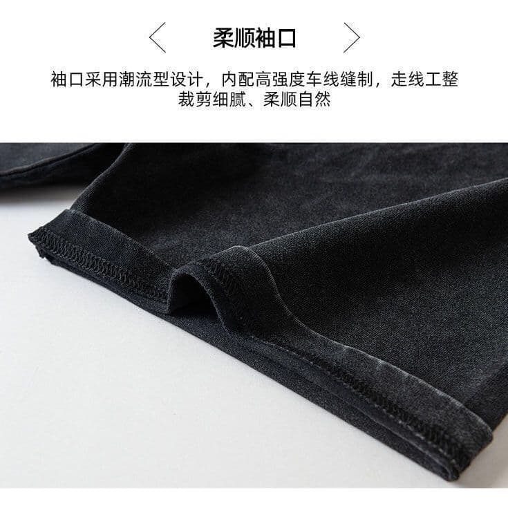 220 그램 순면 이후 패키지 칼라 워싱 마 오래된 아메리칸 레트로 oversize 반팔 티셔츠 여성 여름 ins 조수 브랜드 상세 이미지 4