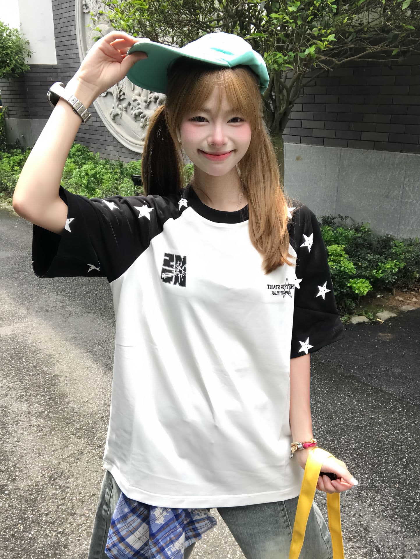 원본 삽입 어깨 소매 19 지점 220 그램 순면 프린트 반팔 티셔츠 여성 상세 이미지 5