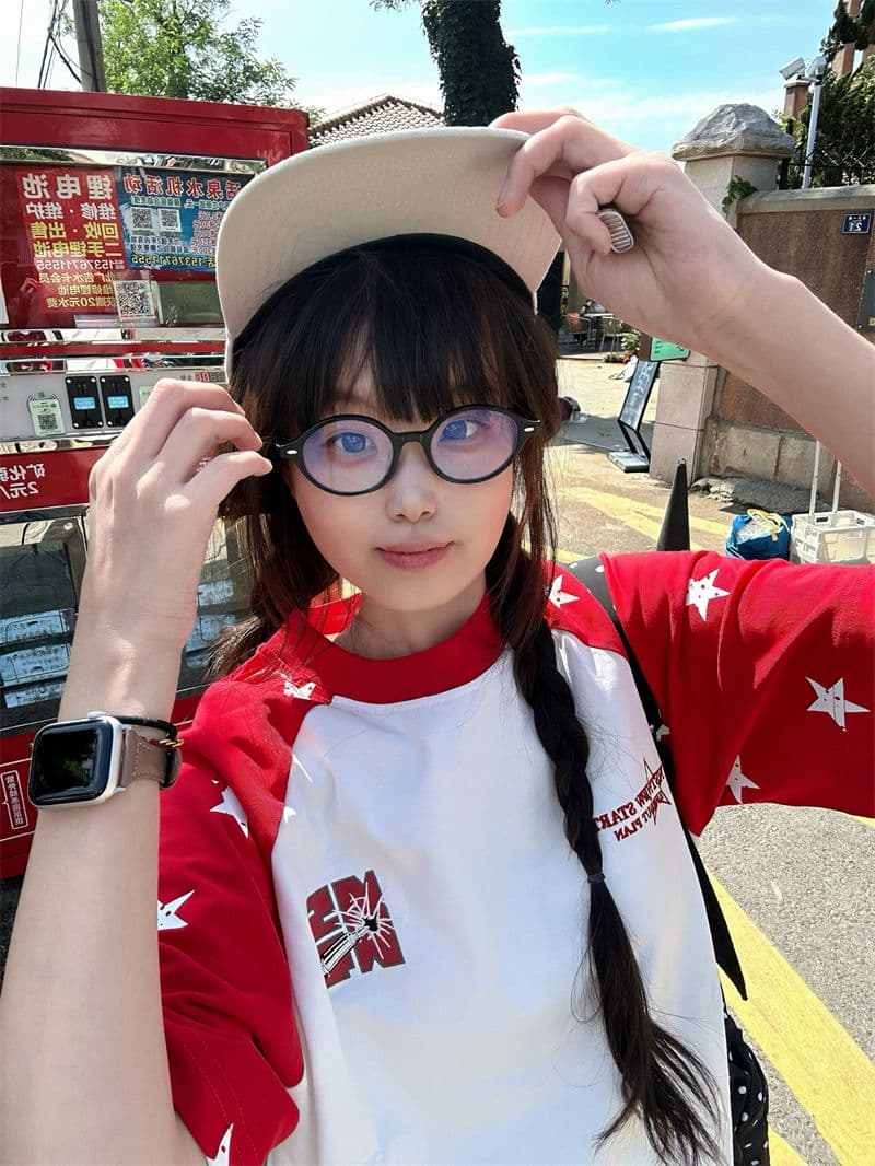 원본 삽입 어깨 소매 19 지점 220 그램 순면 프린트 반팔 티셔츠 여성 상세 이미지 8
