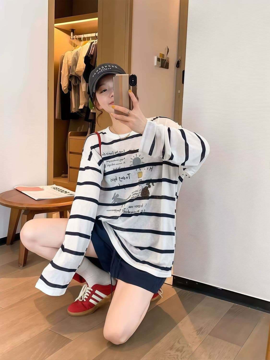 광저우 원단 이후 패키지 칼라 프린트 스트라이프 긴팔 자외선 차단 블라우스 맨위 여성 상세 이미지 2