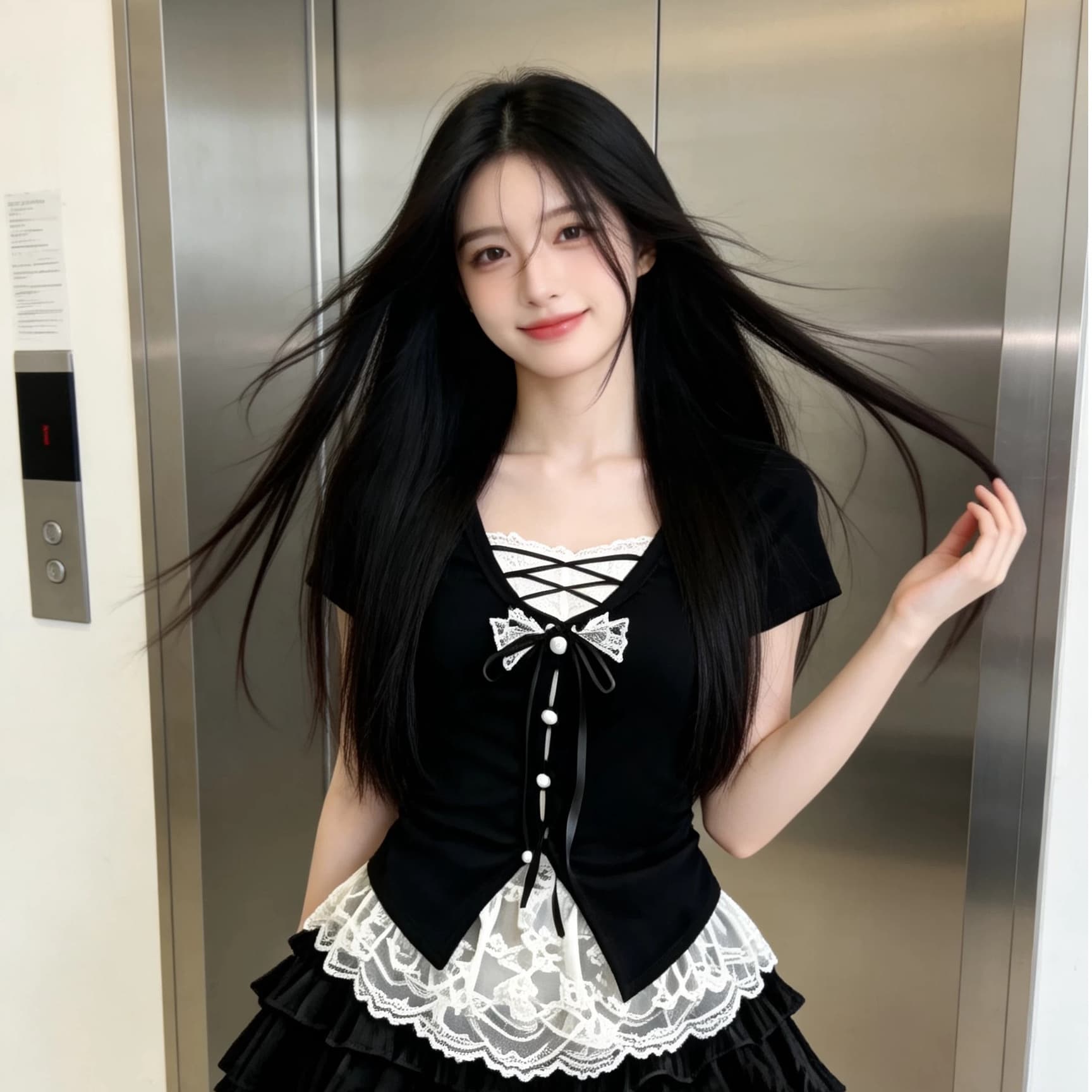 작은 대중 아니요 명중 섹션 다크 달콤한 자매 티셔츠 레이스 스트랩 허리 수축 슬림해 보이는 순수한 욕망 바람 반팔 맨위 여성 여름 폭발 상세 이미지 3
