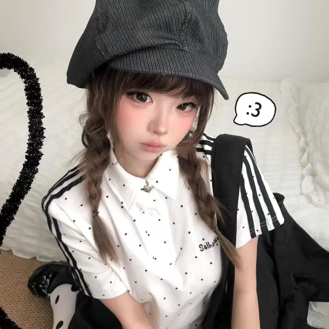 원본 솜씨 자수 40 오스트리아 세대 서울 210 그램 순면 POLO 칼라 반팔 티셔츠 여성 상세 이미지 3