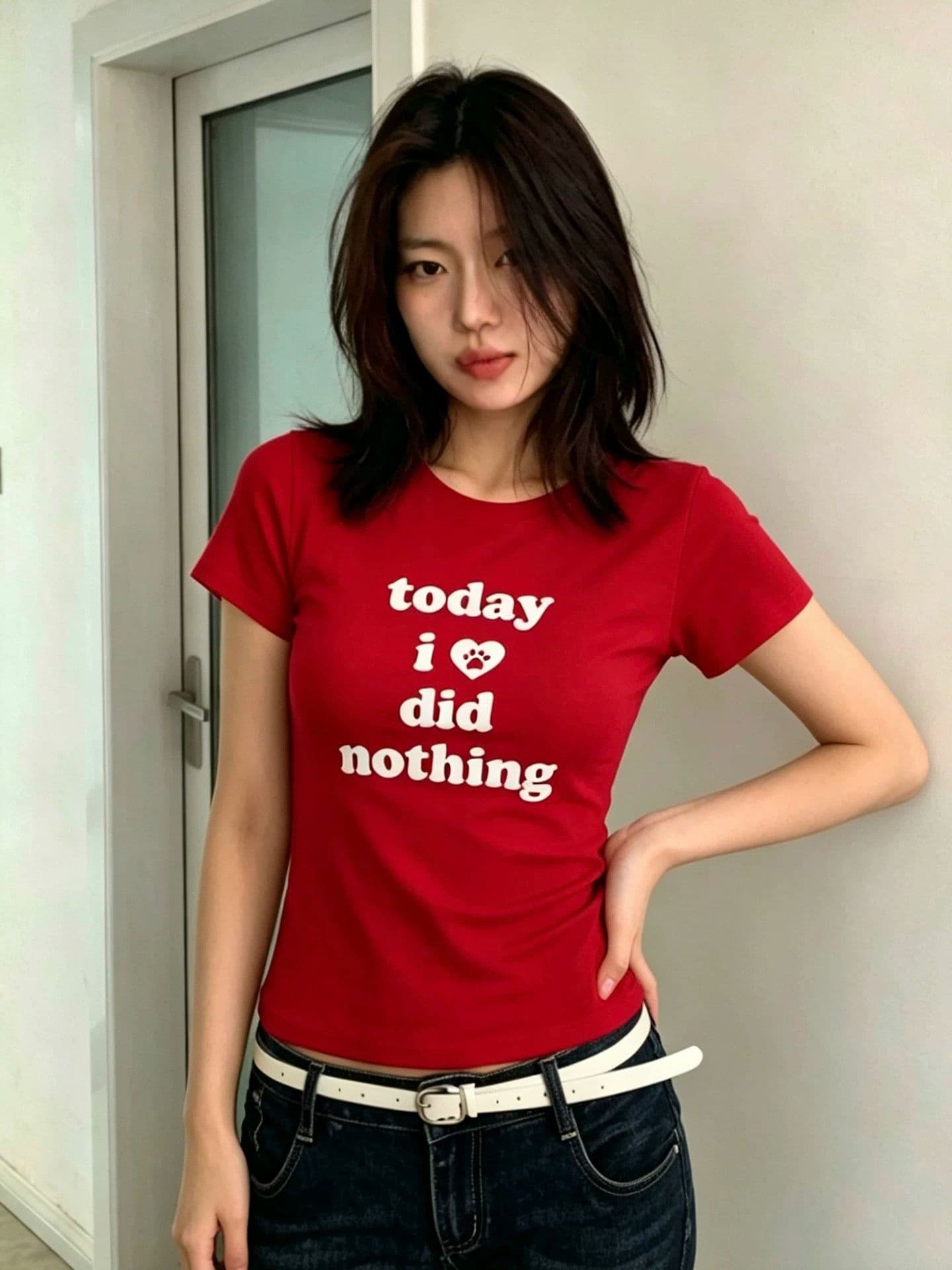 아메리칸 레트로 프린트 반팔 티셔츠 여성 여름 몸매 가꾸기 슬림해 보이는 캐주얼 맨위 이미지 2