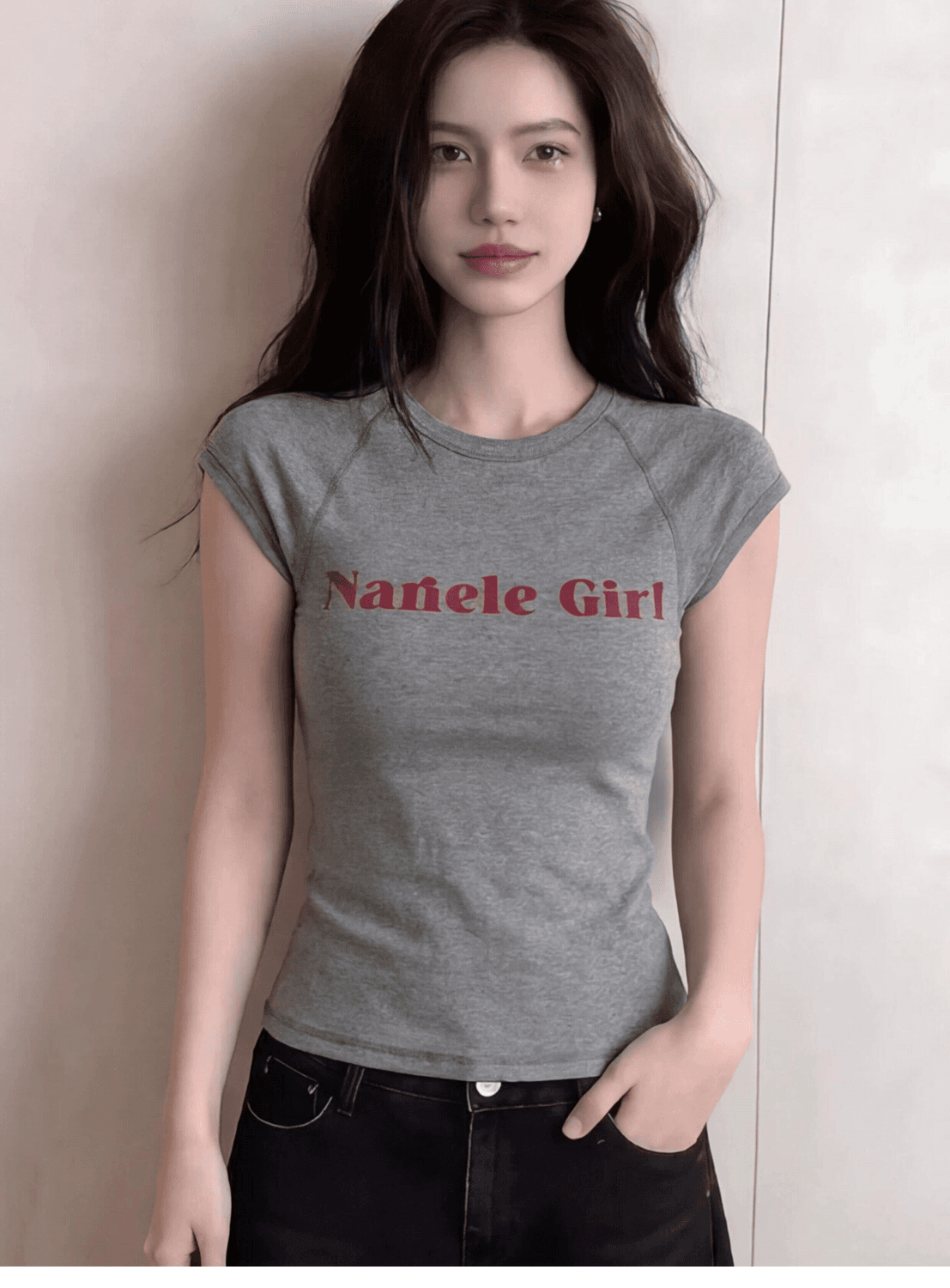 260 그램 사람들 면 모달 아메리칸 새로운 알파벳 프린트 긍정적 인 어깨 반팔 티셔츠 여성 짧은 맨위 여성 상세 이미지 2