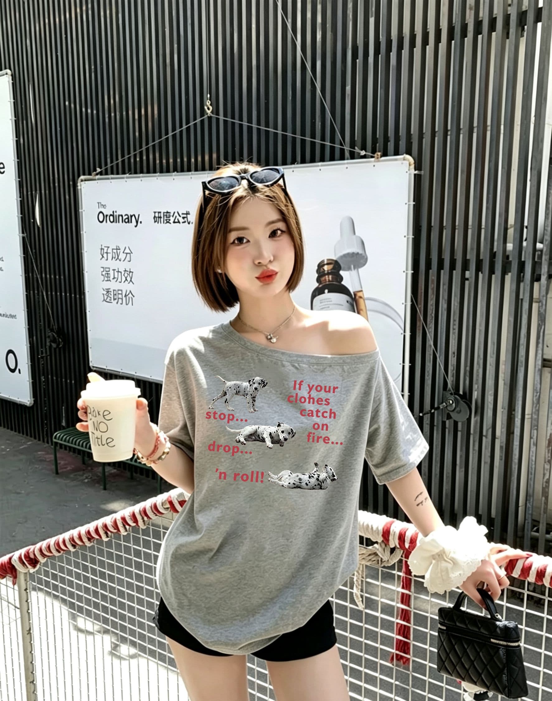 한 부서 순수한 욕망 오프숄더 반팔 티셔츠 슬림해 보이는 핫걸 디자인 센스 맨위 상세 이미지 10