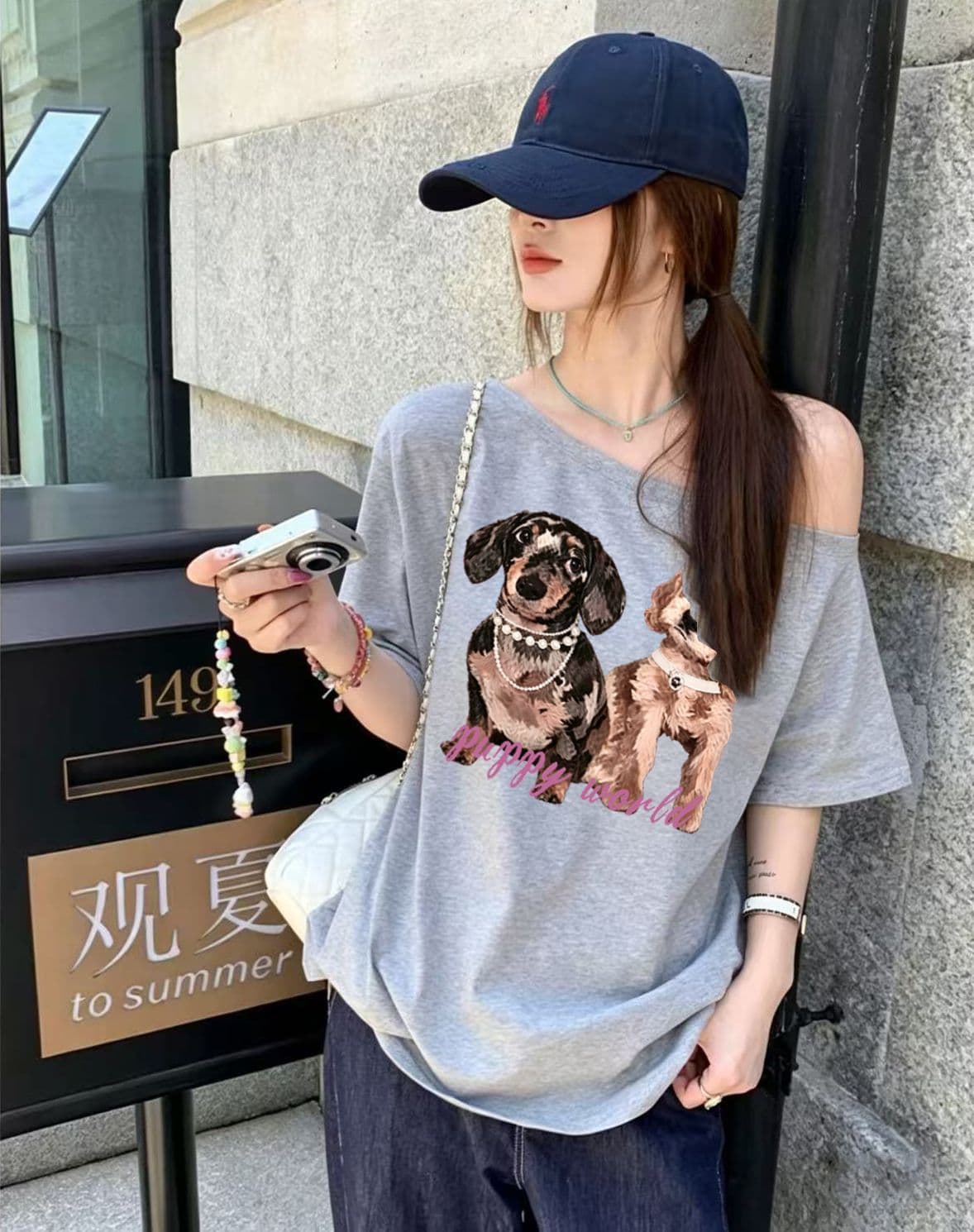 한 부서 순수한 욕망 오프숄더 반팔 티셔츠 슬림해 보이는 핫걸 디자인 센스 맨위 상세 이미지 10