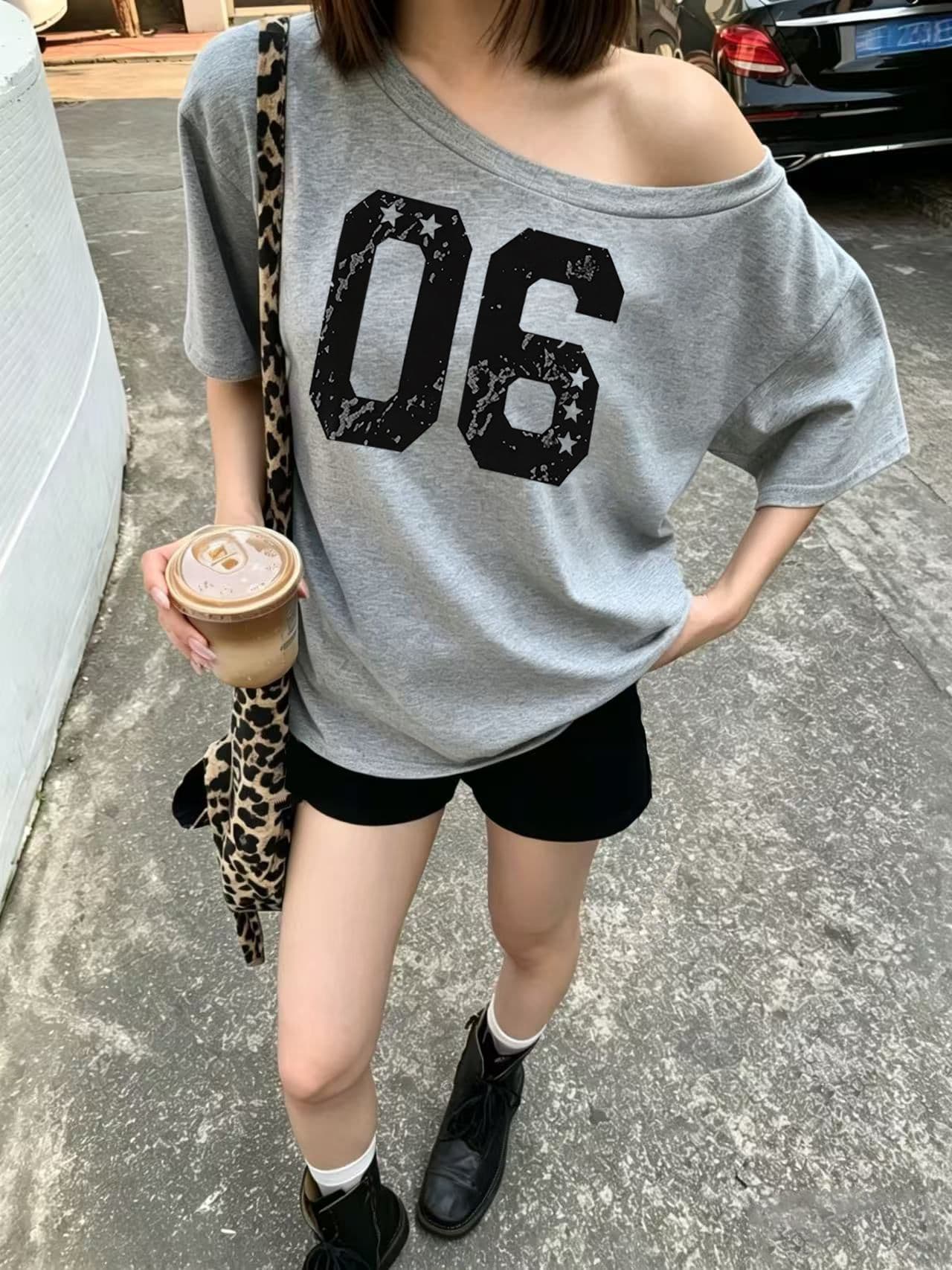 한 부서 순수한 욕망 오프숄더 반팔 티셔츠 슬림해 보이는 핫걸 디자인 센스 맨위 상세 이미지 11