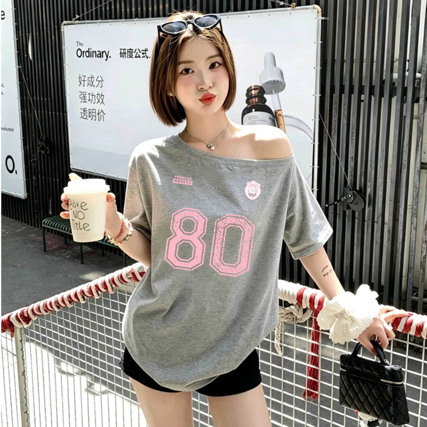 한 부서 순수한 욕망 오프숄더 반팔 티셔츠 슬림해 보이는 핫걸 디자인 센스 맨위 이미지 4