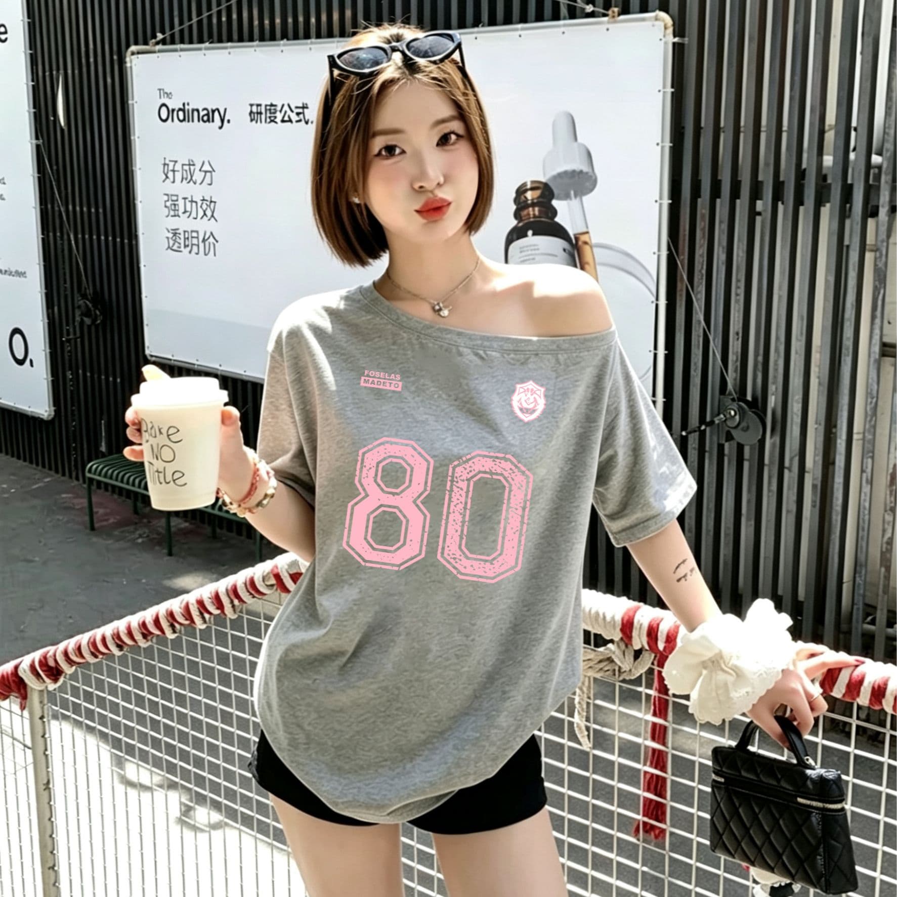 한 부서 순수한 욕망 오프숄더 반팔 티셔츠 슬림해 보이는 핫걸 디자인 센스 맨위 상세 이미지 11