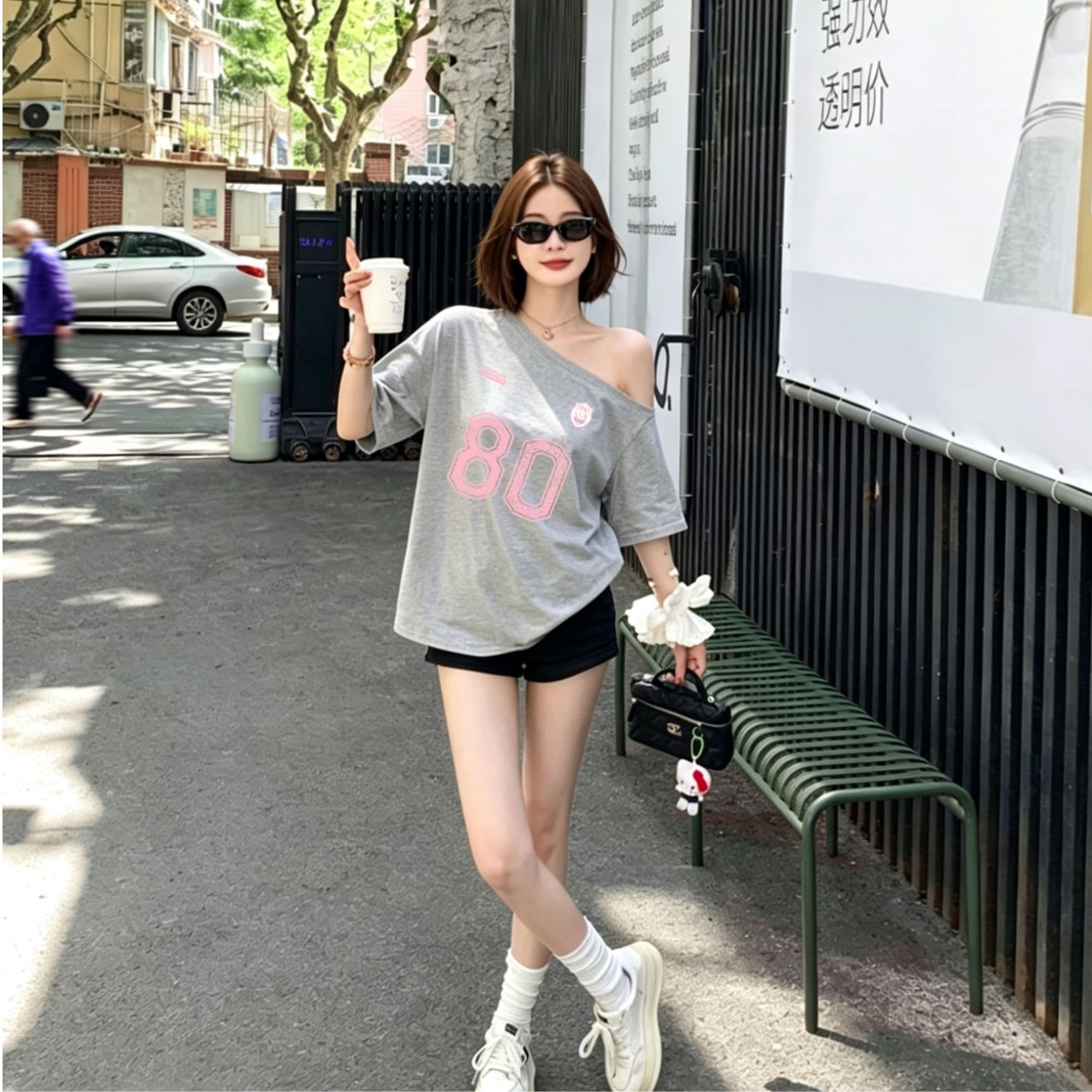 한 부서 순수한 욕망 오프숄더 반팔 티셔츠 슬림해 보이는 핫걸 디자인 센스 맨위 상세 이미지 12