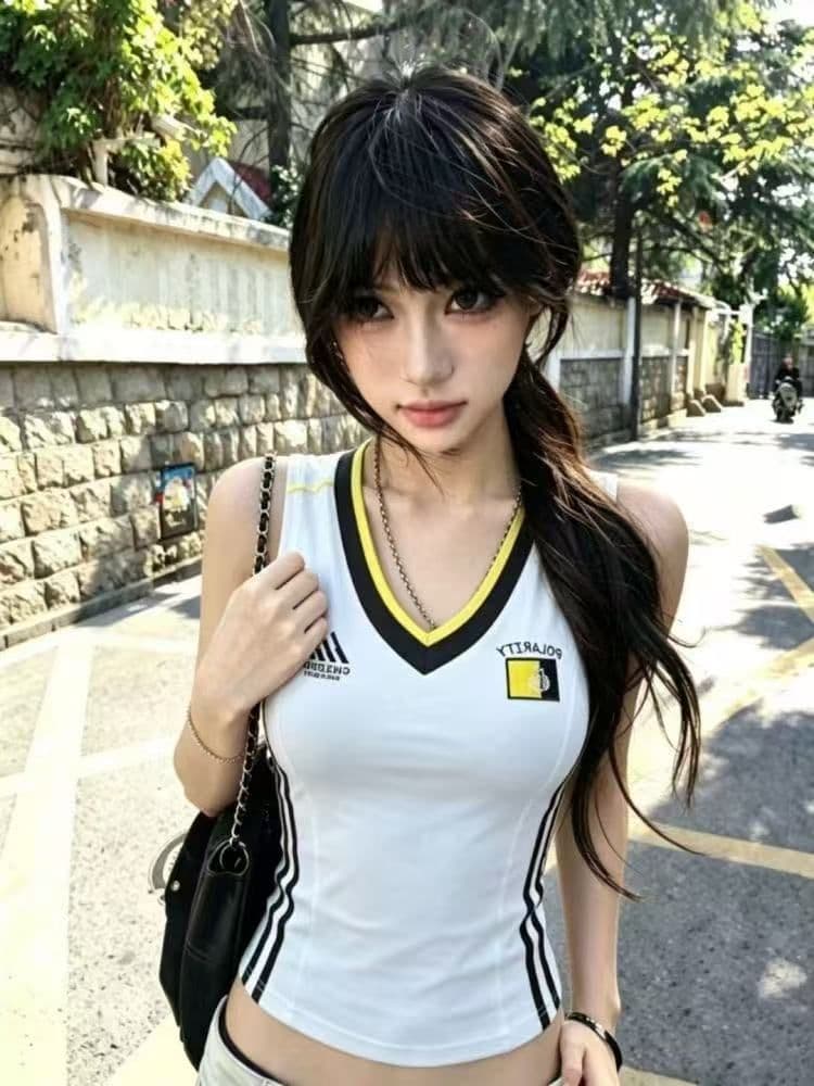 210 그램 40 순면 자수 스트라이프 배색 민소매 조끼 여성 몸매 가꾸기 슬림해 보이는 맨위 상세 이미지 8