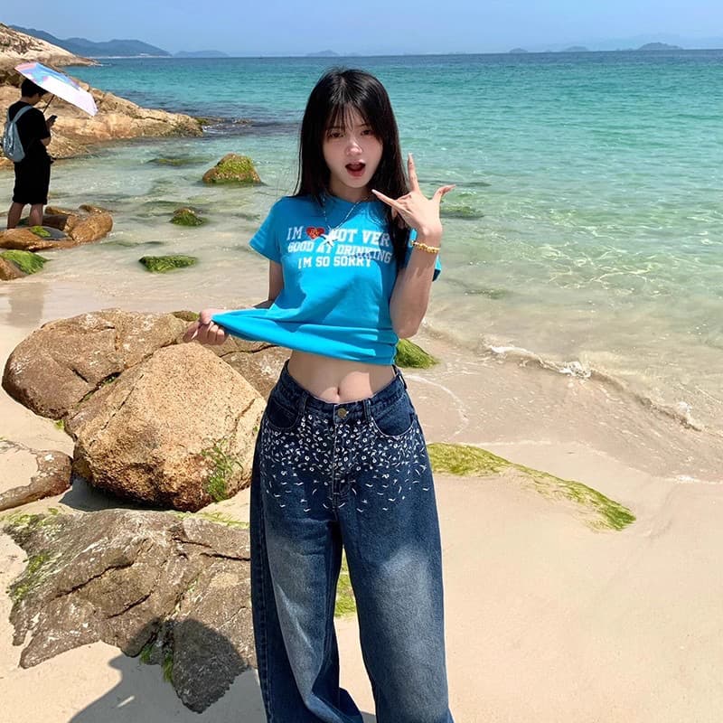 40 순면 리브 1 1 도파민 달콤한 매운맛 몸매 가꾸기 타이트 반팔 맨위 여성 티셔츠 상세 이미지 3
