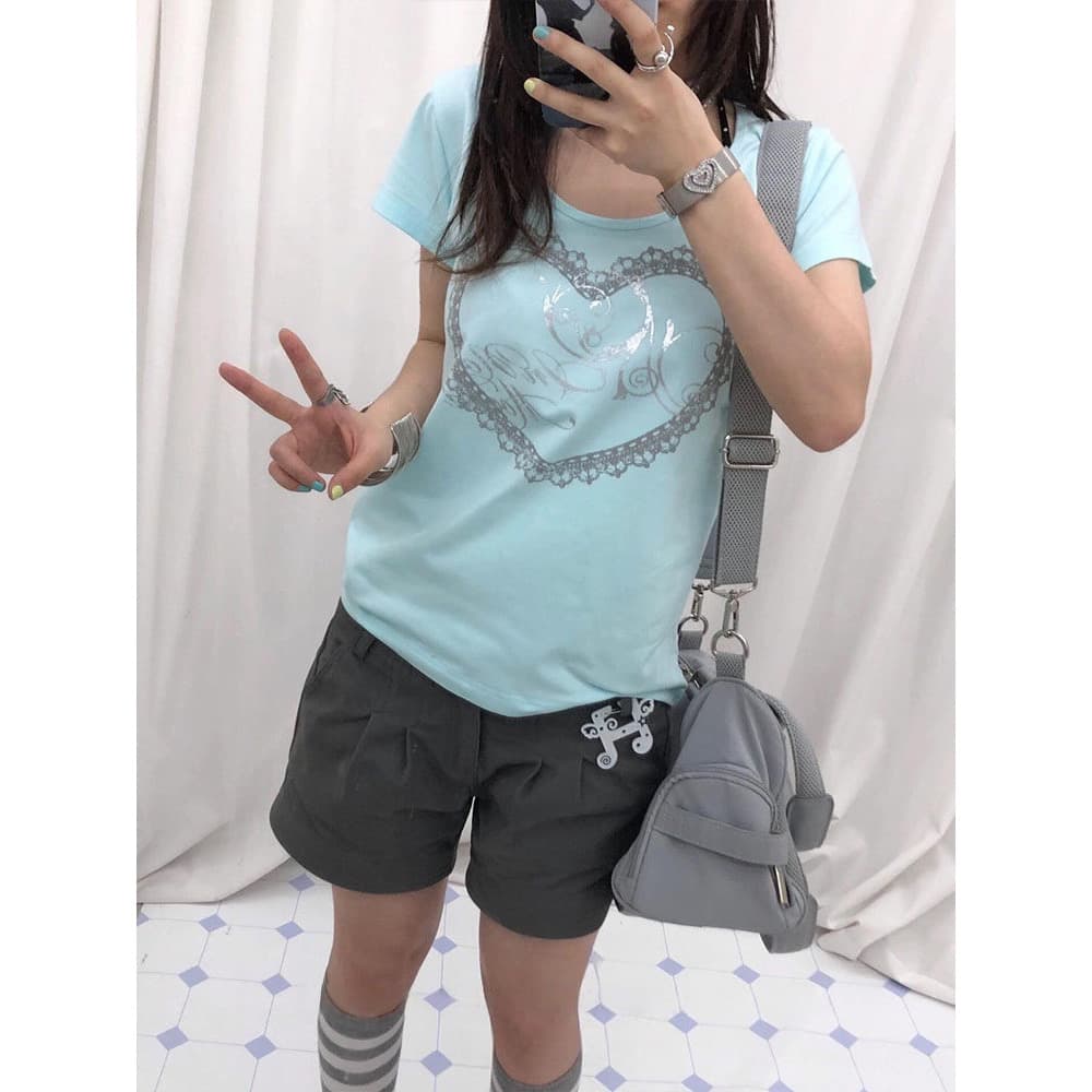 순면 40 210 그램 반팔 티셔츠 여성 상세 이미지 2