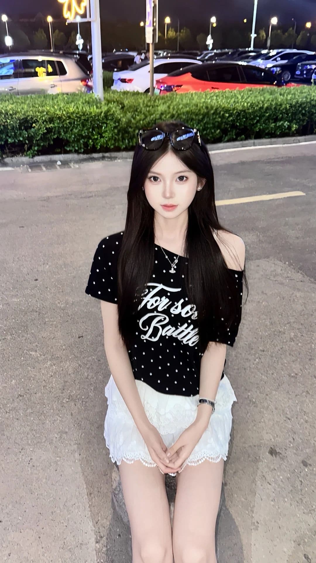 여름 새로운 한 부서 도트 무늬 비스듬한 칼라 오프숄더 프린트 섹션 반팔 티셔츠 여성 상세 이미지 5