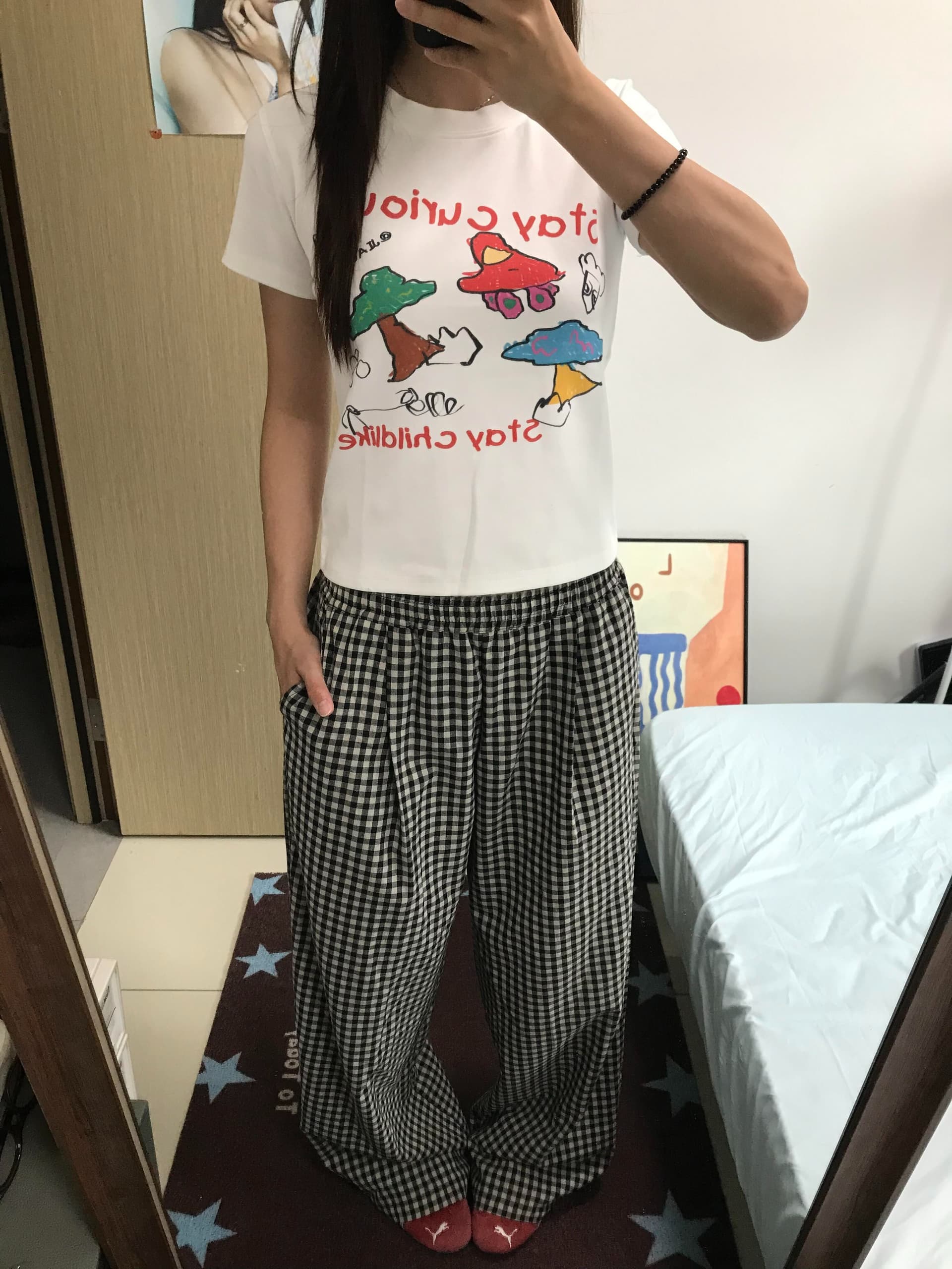 아메리칸 레트로 프린트 반팔 티셔츠 여성 여름 몸매 가꾸기 캐주얼 맨위