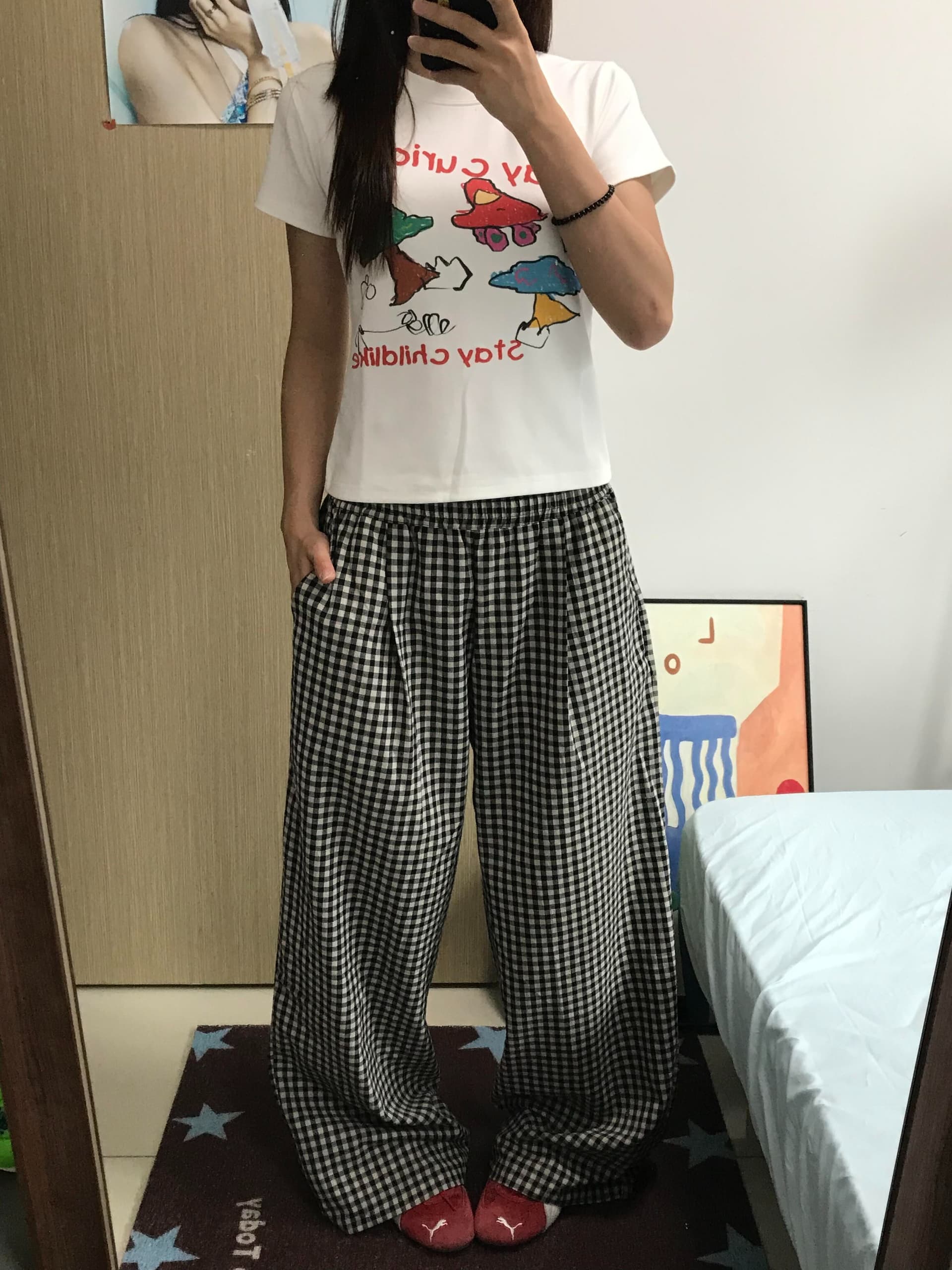 아메리칸 레트로 프린트 반팔 티셔츠 여성 여름 몸매 가꾸기 캐주얼 맨위 이미지 4