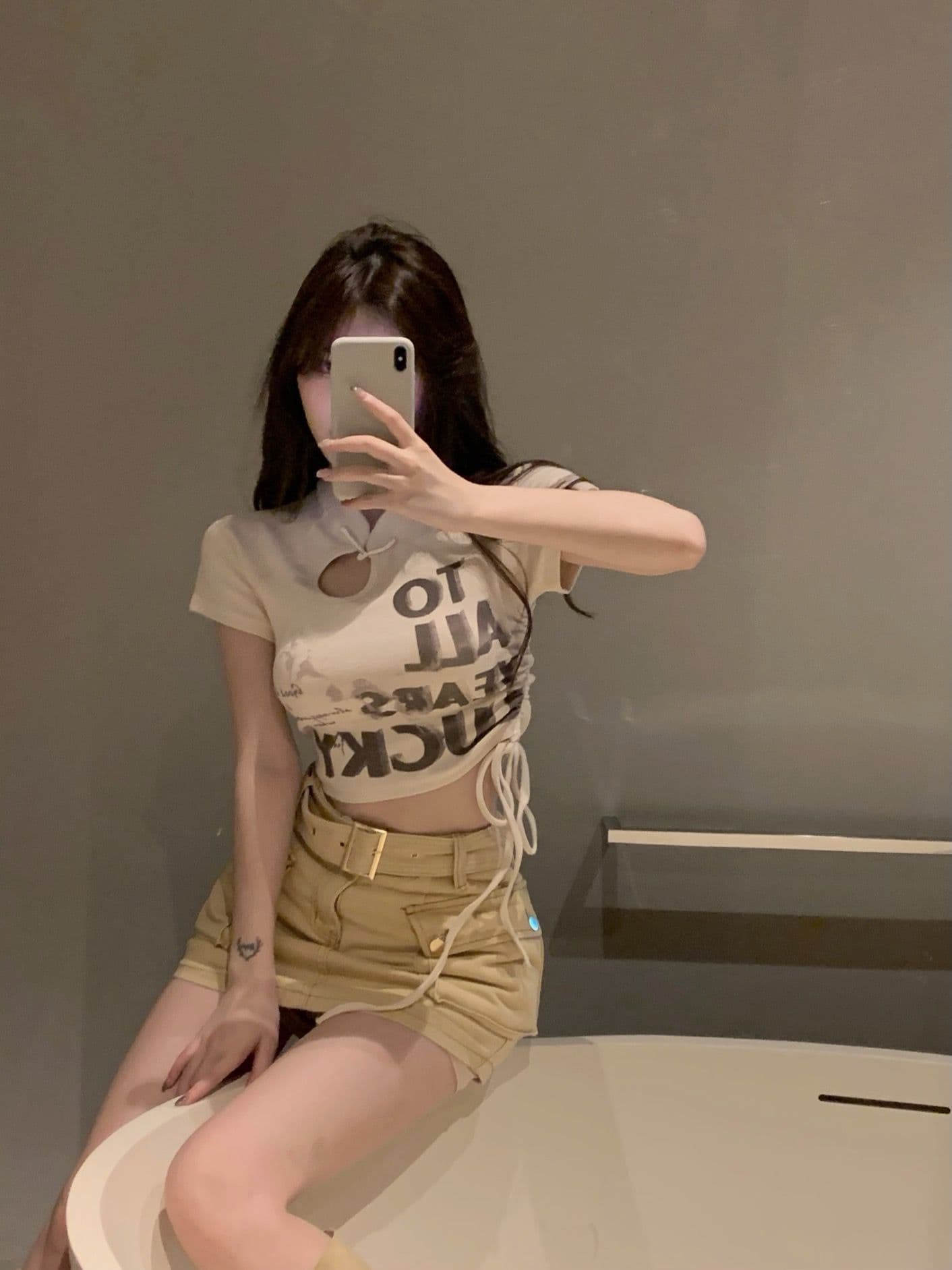 중국풍 반팔 티셔츠 여성 여름 새로운 쇼트 스타일 국가 트렌디 디자인 센스 펌프 로프 작은 대중 핫걸 맨위 상세 이미지 5