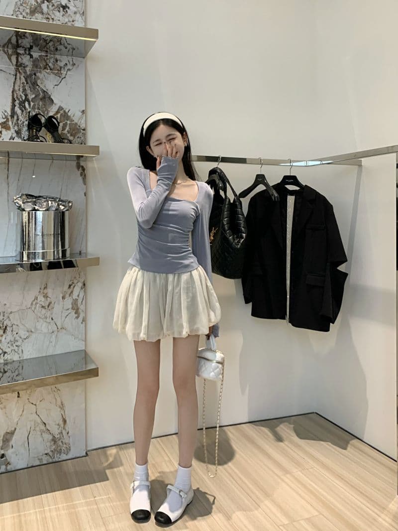 티셔츠 여성 봄 가을 핫걸 광장 칼라 타이트 주름 슬림해 보이는 2026 새로운 순수한 욕망 바람 긴팔 맨위 상세 이미지 4