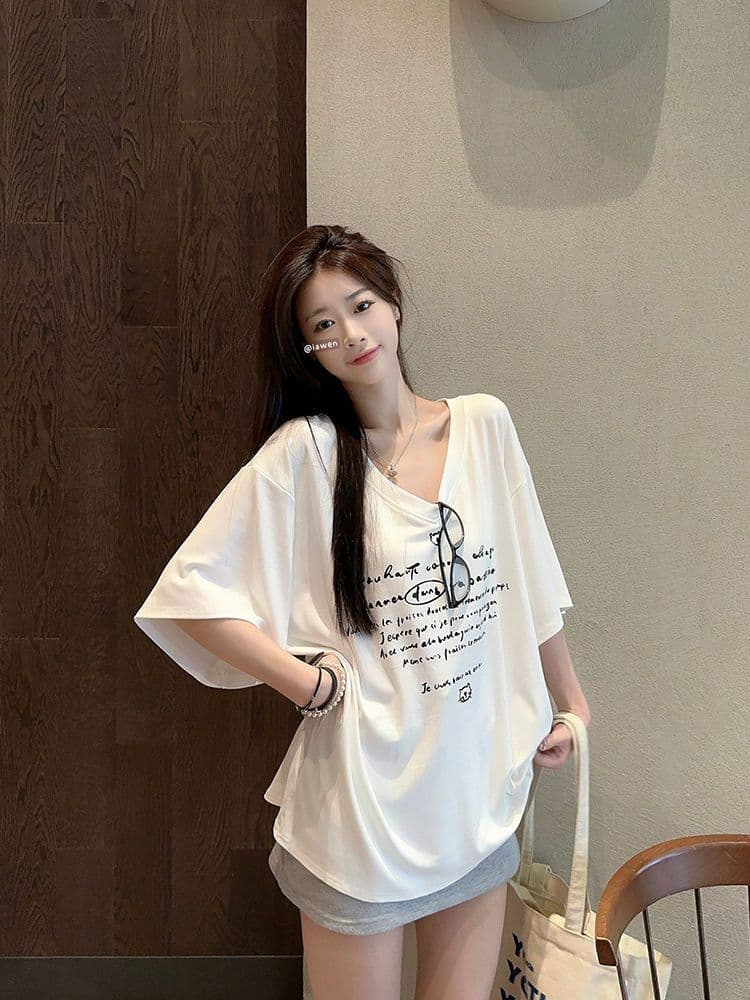 200그램 순면 빗질하다 닫기 새로운 프린트 반팔 티셔츠 여성 상세 이미지 2