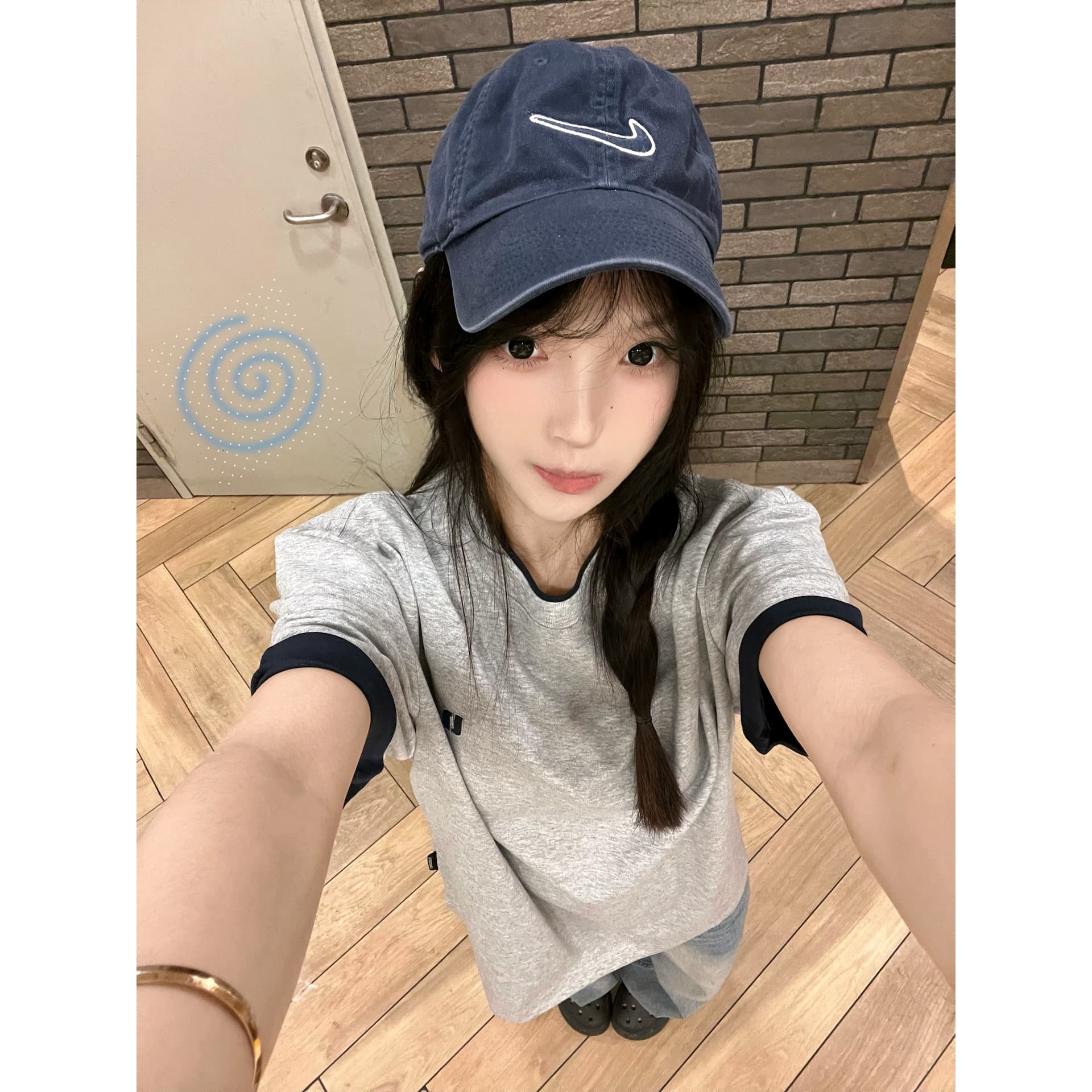 원본 솜씨 페이크 레이어드 패치워크 자수 19 지점 220 그램 순면 한국 스타일 루즈핏 새로운 반팔 여성 이미지 2