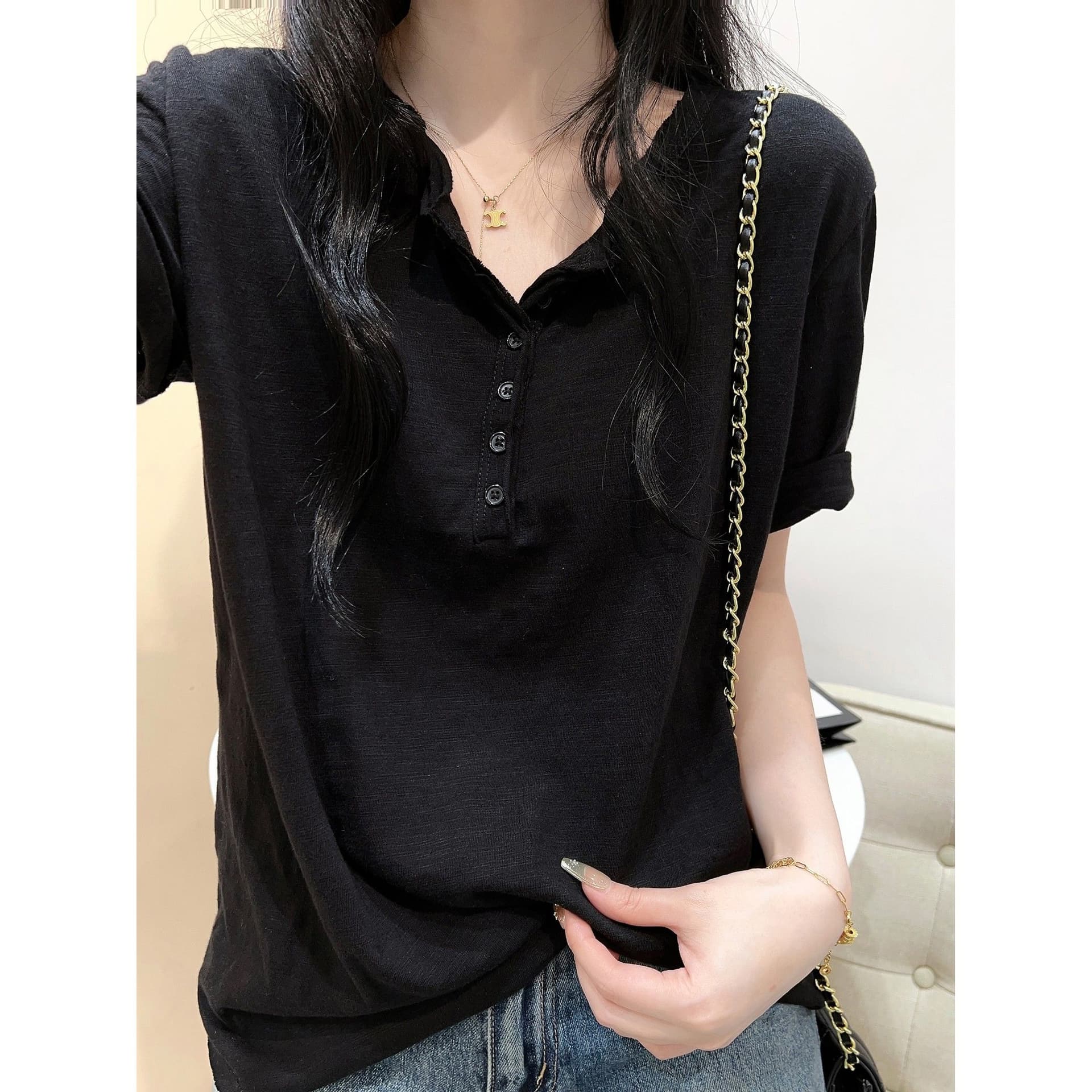 눈꽃 면 느긋한 바람 루즈핏 다용도 반팔 티셔츠 여성