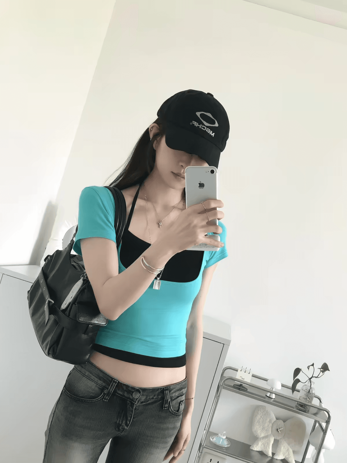 1 1 인 면 260 그램 투피스 세트 한 부서 핫걸 스택 착용 슬립 반팔 티셔츠 두 조각 여성 세트 상세 이미지 3