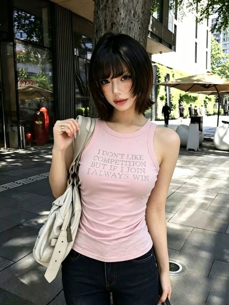 260 그램 사람들 면 모달 알파벳 핫픽스 캐미솔 몸매 가꾸기 맨위 상세 이미지 5