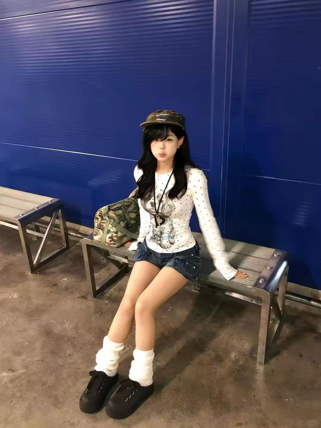 220 그램 40 빗질하다 92 면 8 암모니아 Lun 프린트 도트 무늬 몸매 가꾸기 긴팔 티셔츠 여성 상세 이미지 2