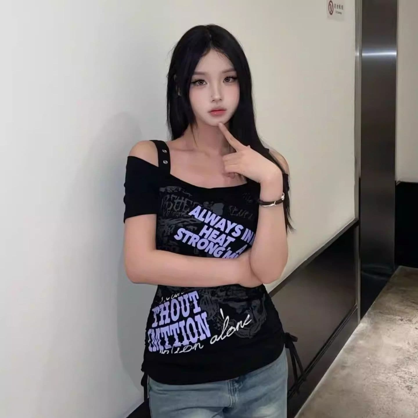 와 사고 방식 사람들 면 260 그램 1 1 이문화 핫걸 고대 복장 알파벳 프린트 반팔 상세 이미지 1