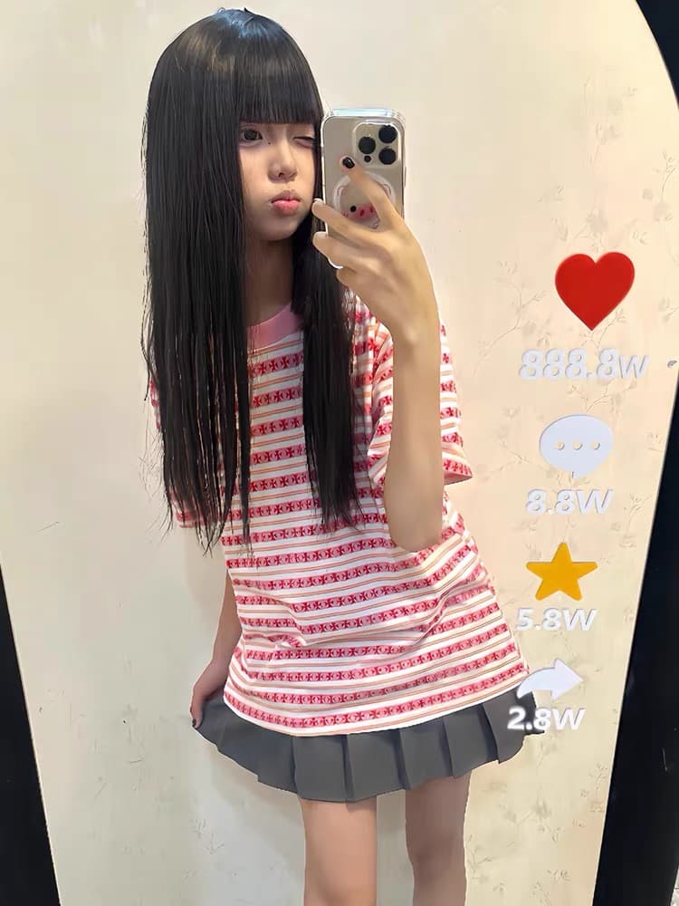 순면 220 그램 빗질하다 닫기 반팔 티셔츠 여성 상세 이미지 2