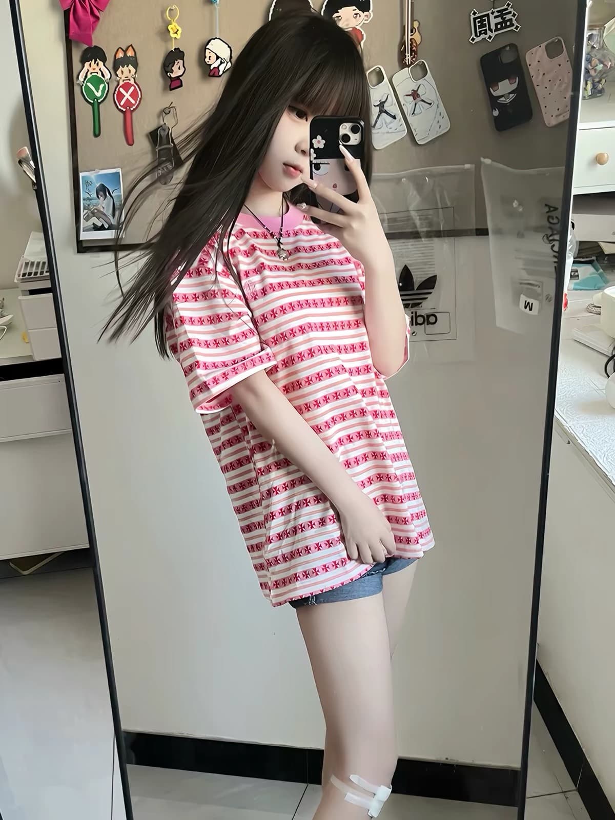 순면 220 그램 빗질하다 닫기 반팔 티셔츠 여성 상세 이미지 3