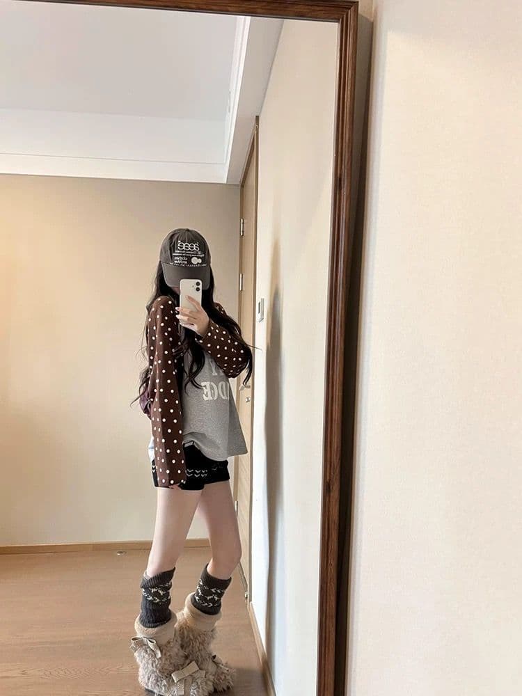 원본 솜씨 한 부서 순면 220 그램 긴팔 티셔츠 여성 이미지 3