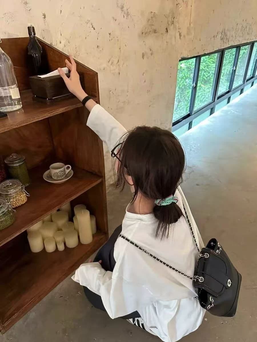 높은 품질 순면 200그램 21 빗질하다 정밀 프린트 가을 루즈핏 긴팔 티셔츠 여성 이미지 3