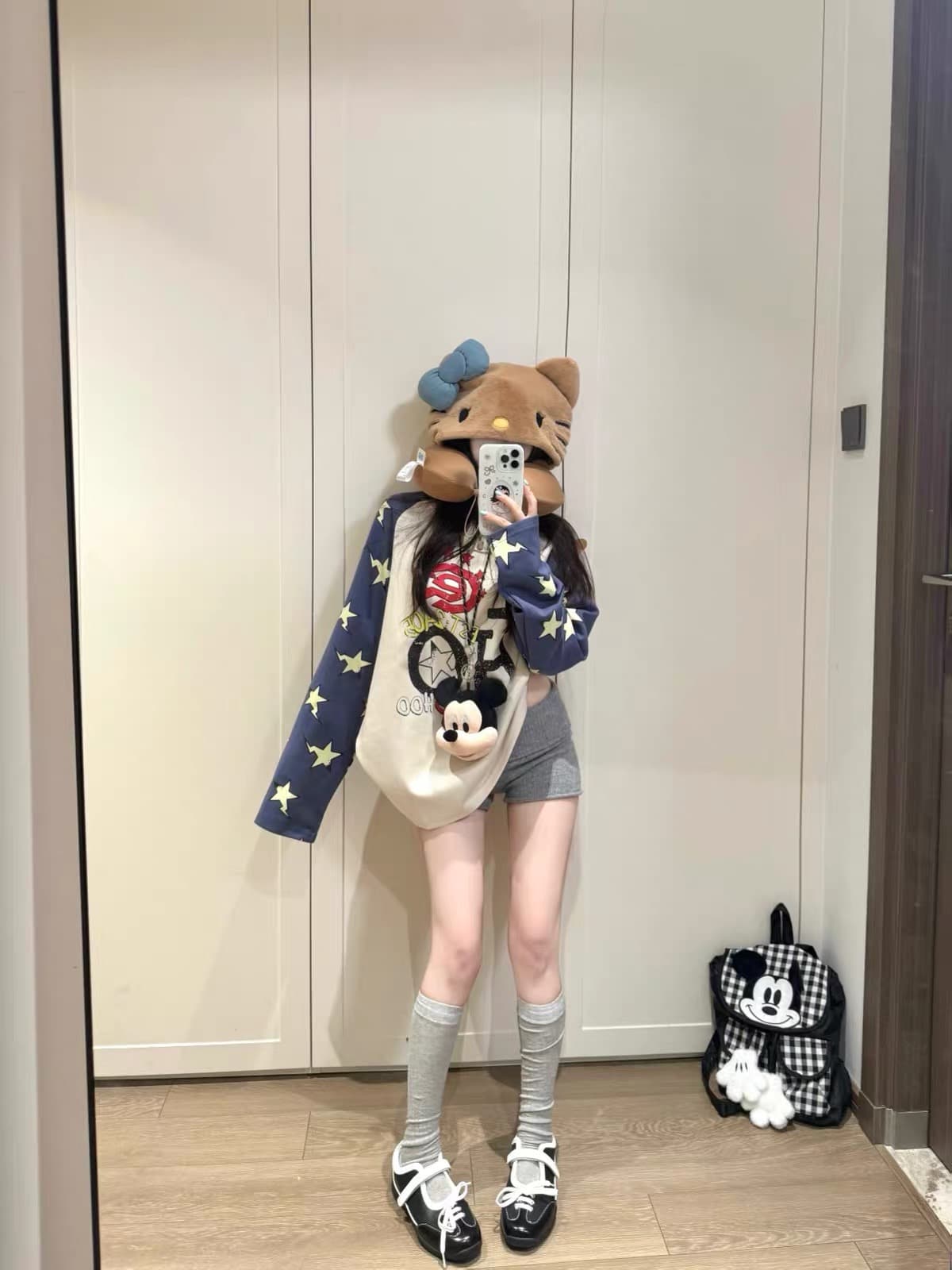 아메리칸 레트로 순면 220 그램 캐주얼 다용도 긴팔 티셔츠 여성 이미지 2