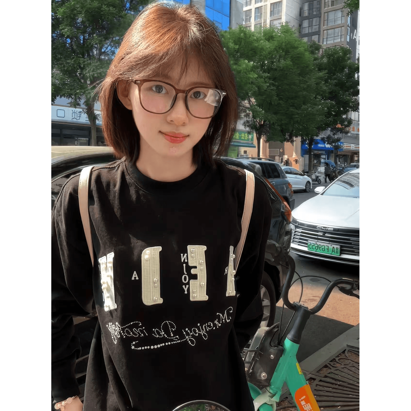 원본 작은 샤넬 스타일 자수 비즈 박기 핫픽스 19 지점 220 그램 순면 긴팔 티셔츠 여성 이미지 5