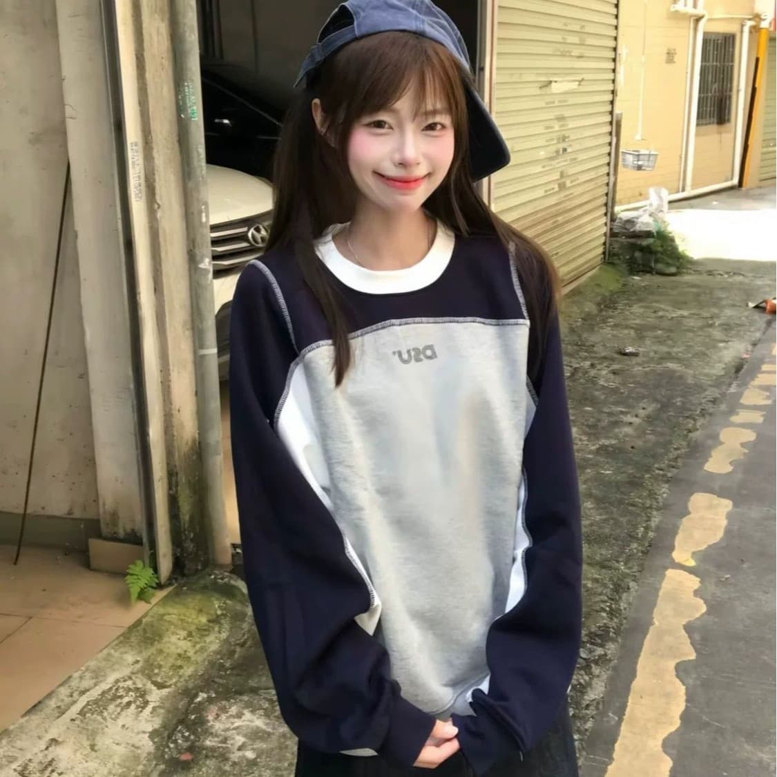 얇은 스타일 이후 패키지 칼라 순수한 Mianhua 면 복합 후드티 여성 이미지 5