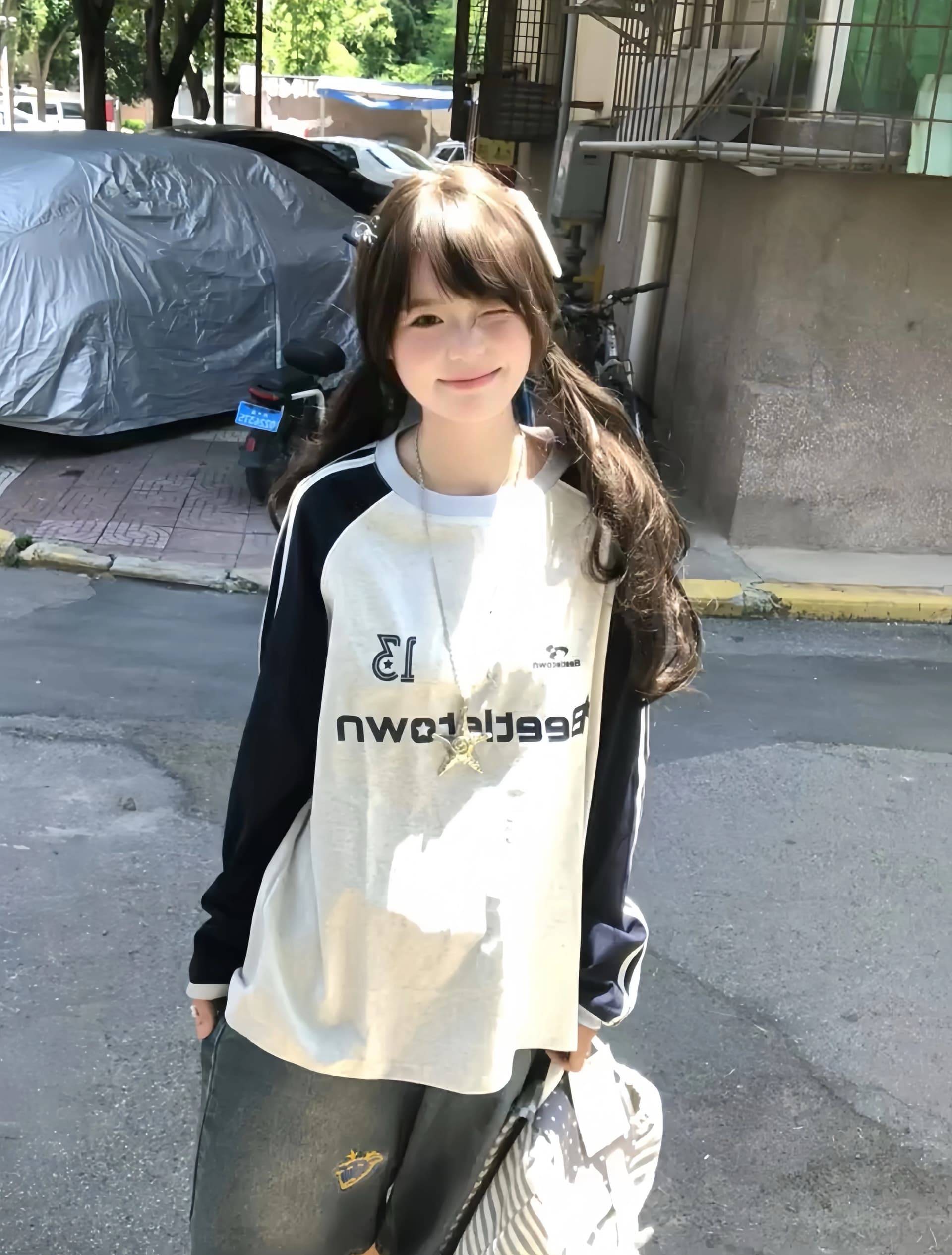 원본 솜씨 리본 19 지점 220 그램 순면 긴팔 티셔츠 여성 상세 이미지 3