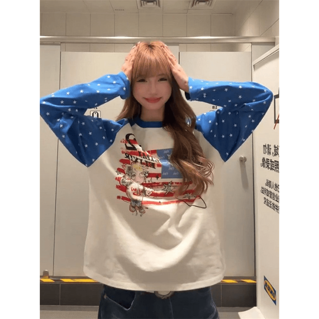 좋은 품질 비 압력 그림 19 지점 220 그램 순면 긴팔 티셔츠 여성 이미지 5