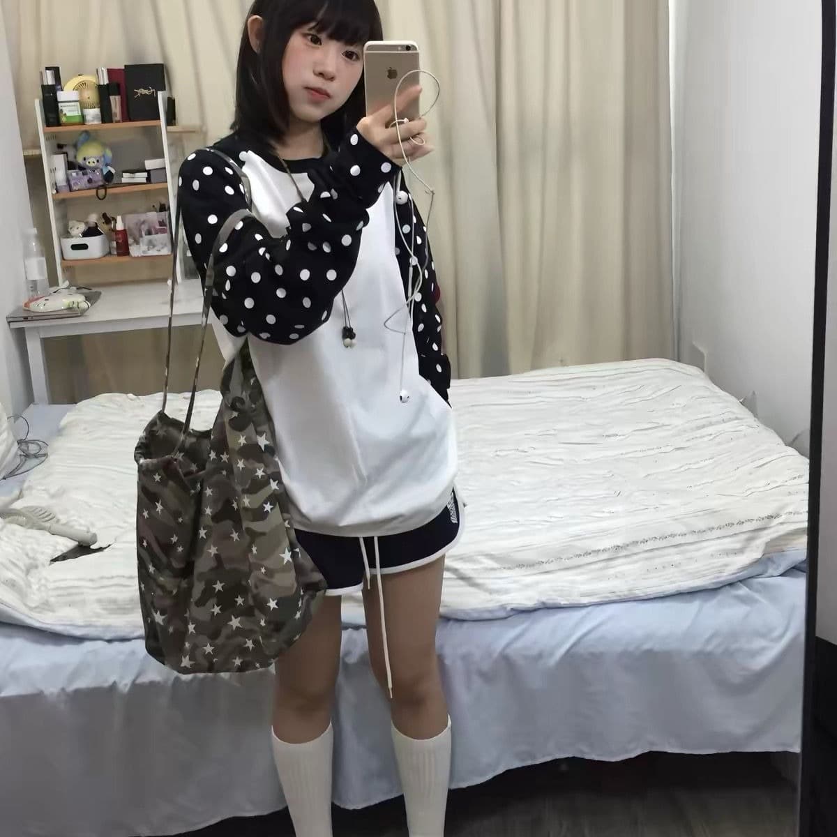 좋은 품질 비 압력 그림 19 지점 220 그램 순면 긴팔 티셔츠 여성 이미지 3