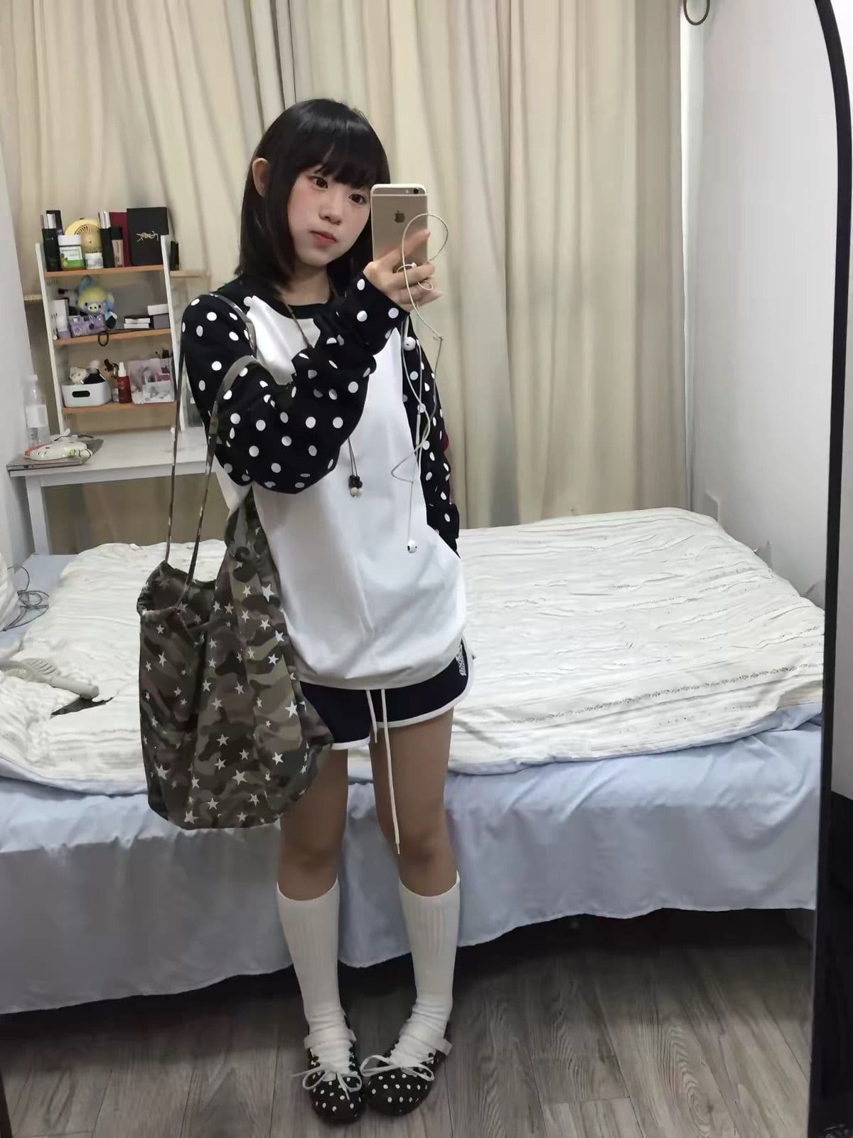 좋은 품질 비 압력 그림 19 지점 220 그램 순면 긴팔 티셔츠 여성 상세 이미지 3