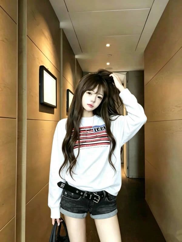높은 품질 긴팔 티셔츠 21 순면 220 그램 면 이후 패키지 칼라 봄 가을 새로운 라운드 넥 프린트 맨위 이미지 2