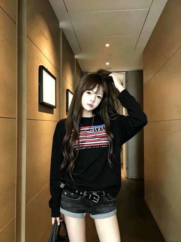 높은 품질 긴팔 티셔츠 21 순면 220 그램 면 이후 패키지 칼라 봄 가을 새로운 라운드 넥 프린트 맨위 상세 이미지 2