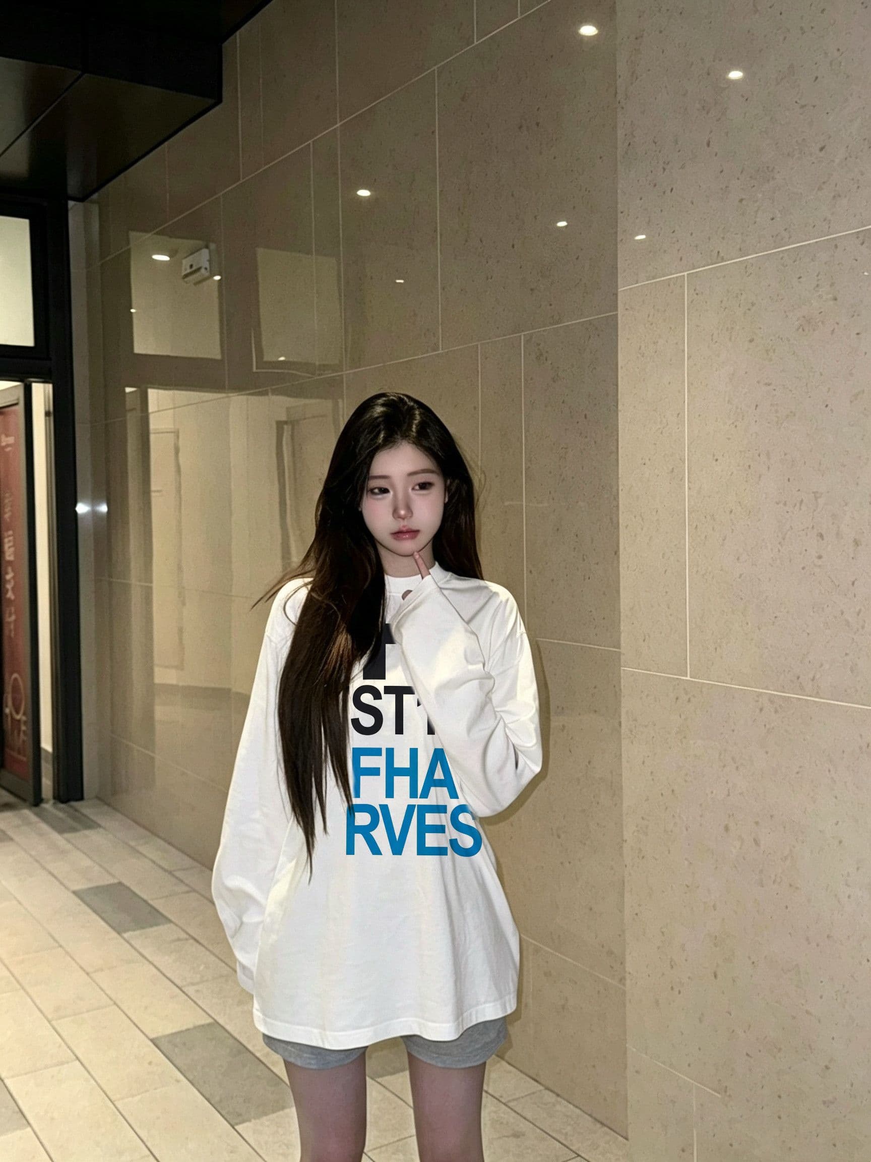 높은 품질 순면 200그램 21 빗질하다 정밀 프린트 가을 루즈핏 긴팔 티셔츠 여성