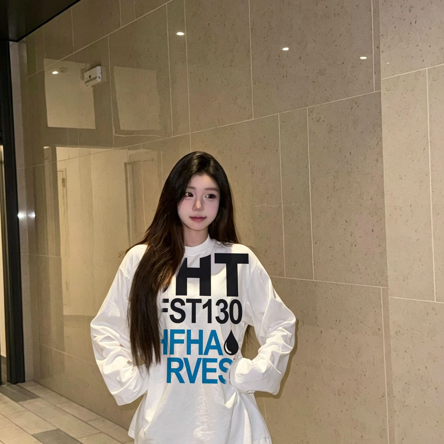 높은 품질 순면 200그램 21 빗질하다 정밀 프린트 가을 루즈핏 긴팔 티셔츠 여성 이미지 5