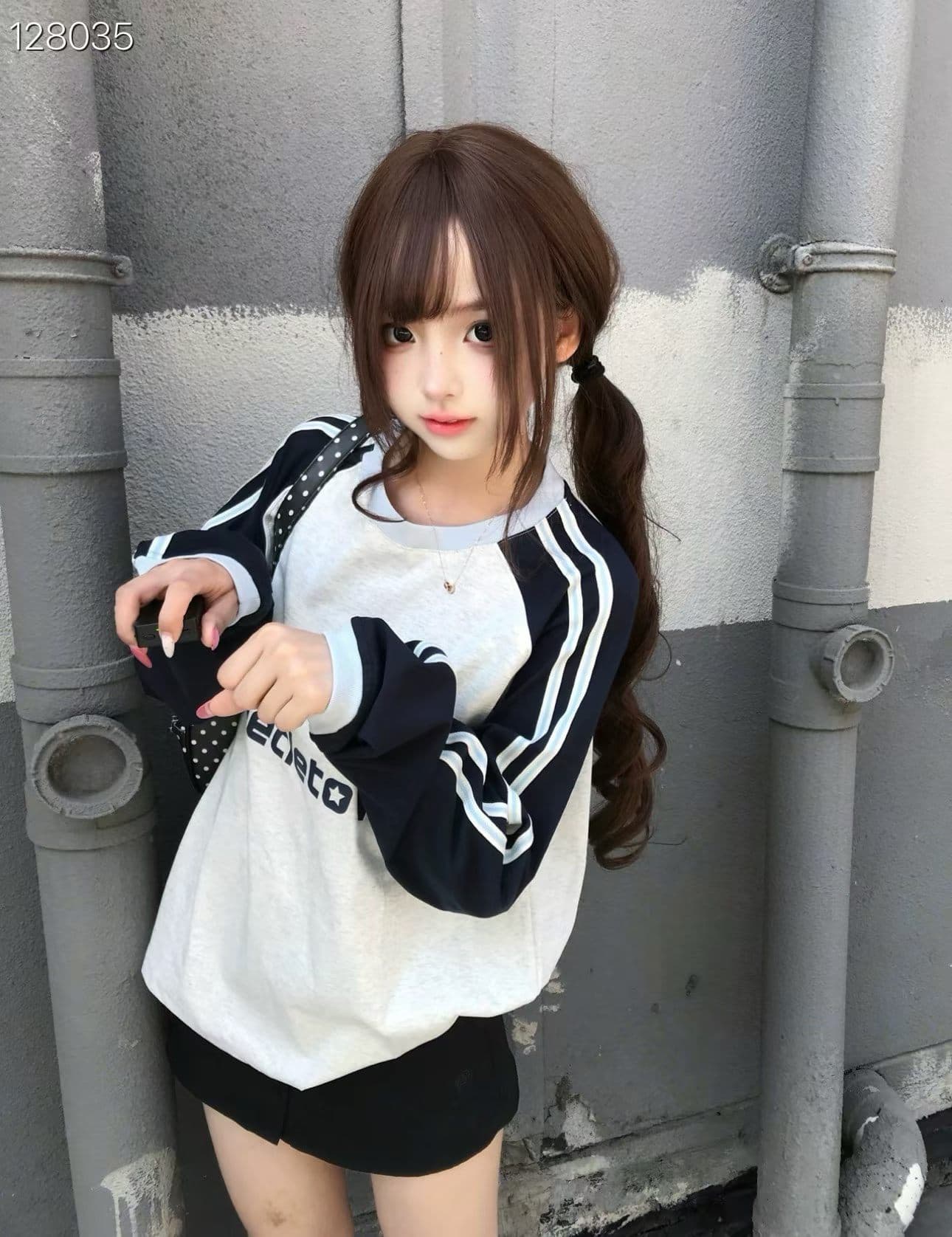 원본 솜씨 리본 19 지점 220 그램 순면 한국 스타일 새로운 다용도 디자인 패치워크 긴팔 티셔츠 여성 이미지 2