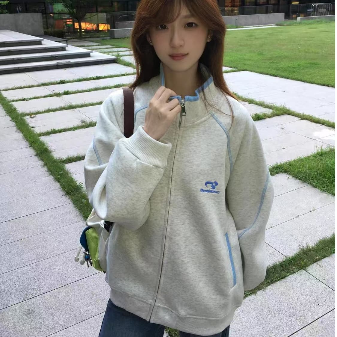 얇은 스타일 털이 있는 이후 패키지 기사 맞춤 리브 원본 자수 순수한 Mianhua 면 복합 후드티 여성 이미지 2
